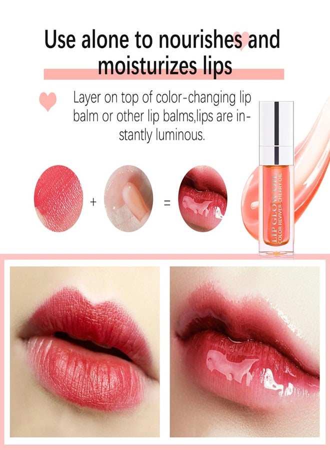 XTJXTJ Hydrating Lip Glow Oil Moisturizing Plumping Lip Tint Lip Gloss Transparent Lip Balm Long Lasting Nourishing Repairing Lightening Lip Lines (015# CHERRY) - Image 3
